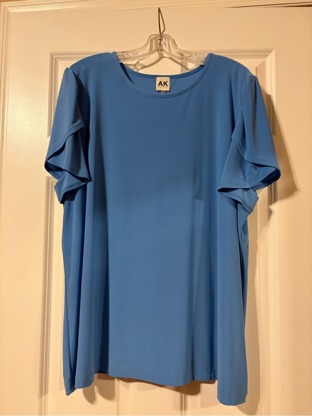 AK Anne Klein Blue Tulip Sleeve Blouse